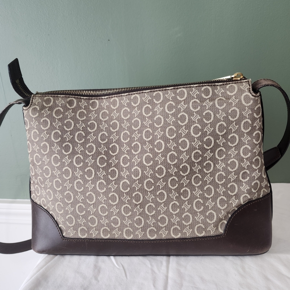 Vintage CELINE Brown and Cream Crossbody Bag - Picture 2 of 14